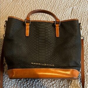 Dooney & Bourke Black and Tan Textured Tote